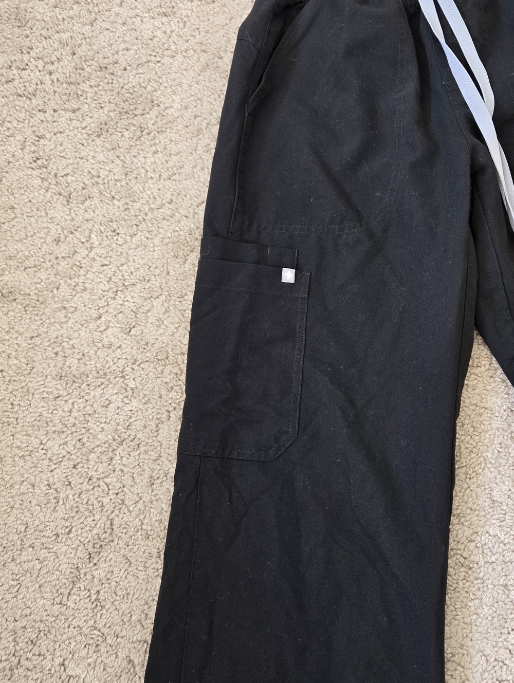 Figs Women Size S/P BLACK High Waisted Isabel Wide Leg Scrub Pants Pockets Work - Picture 8 of 16